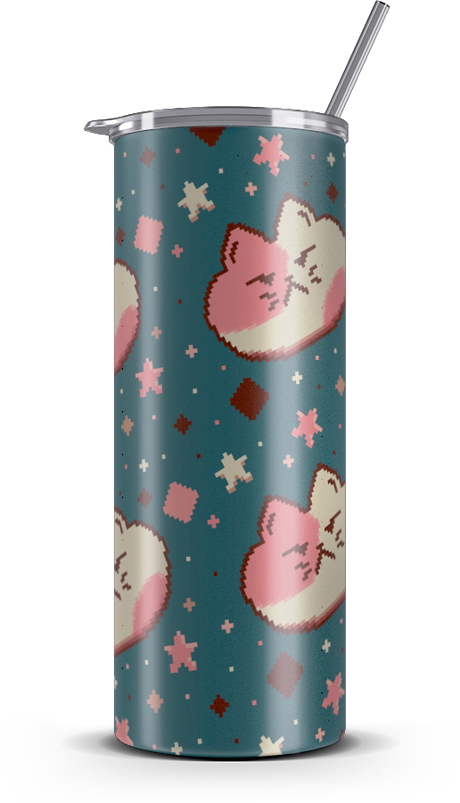 20oz. Slim Tumbler: Angry Pixel Cat