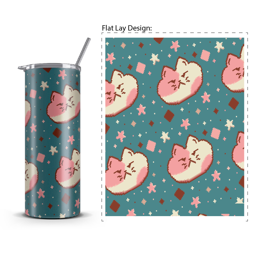 20oz. Slim Tumbler: Angry Pixel Cat