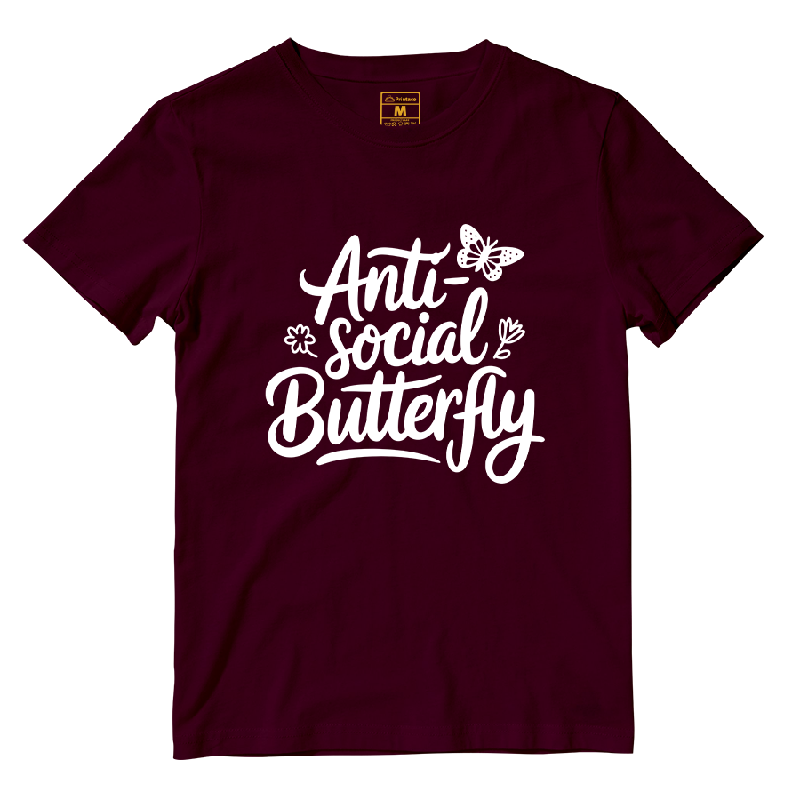 Cotton Shirt: Anti Social Butterfly