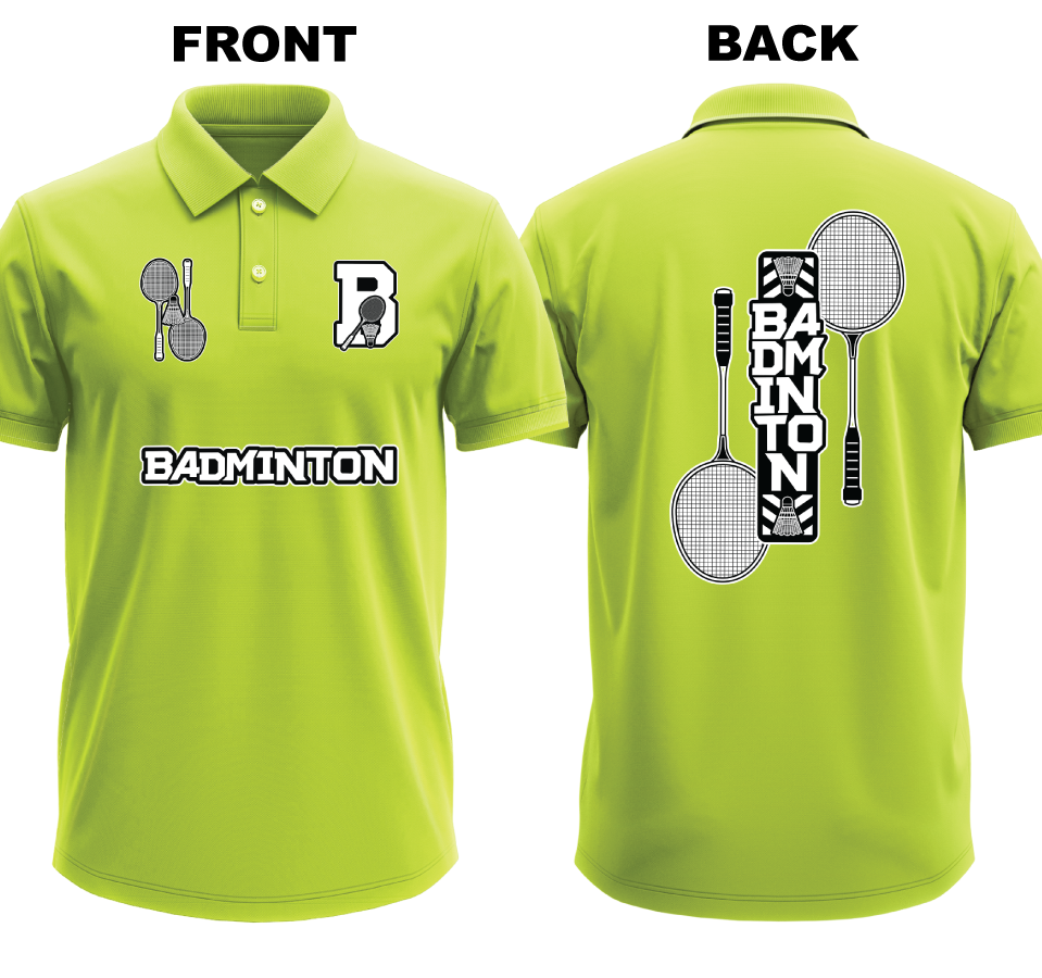Drifit Polo Shirt: B for Badminton (Front & Back)