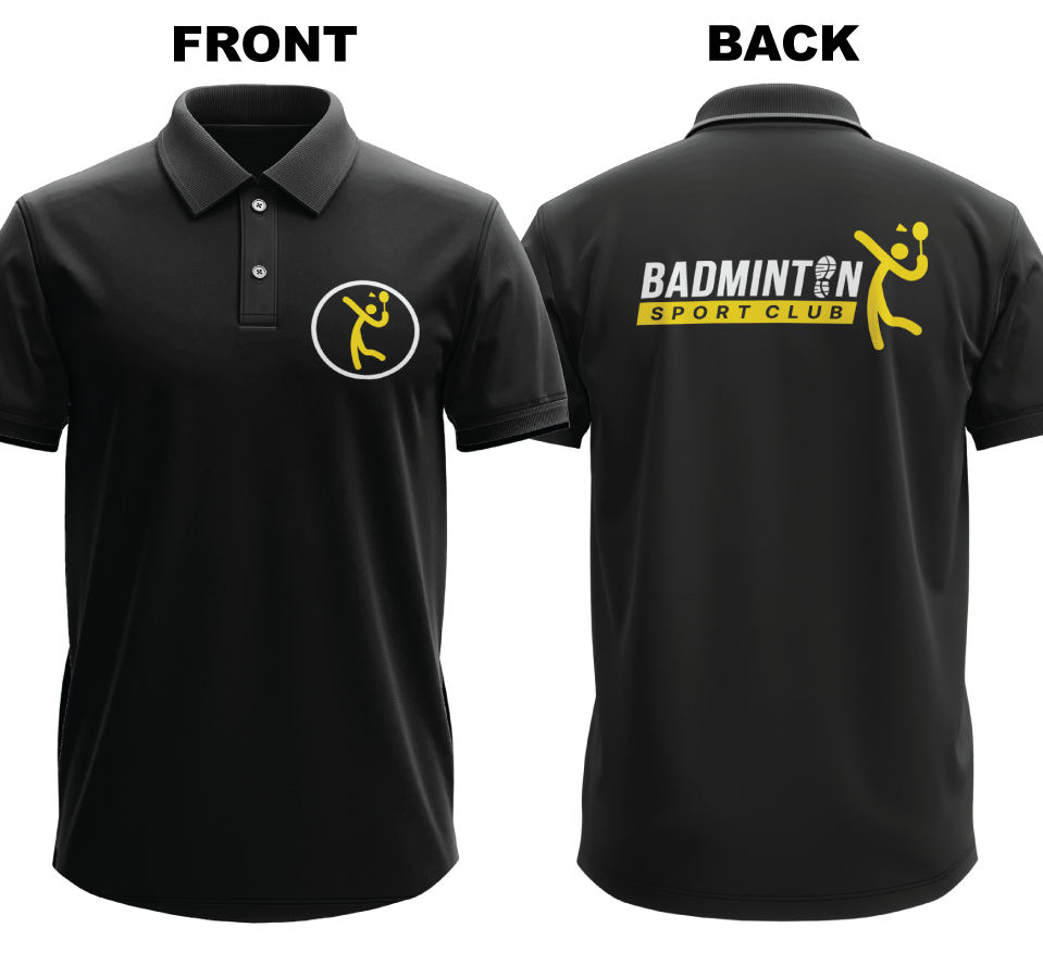 Drifit Polo Shirt: Vintage Badminton (Front & Back)