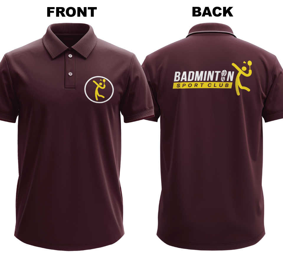 Drifit Polo Shirt: Vintage Badminton (Front & Back)