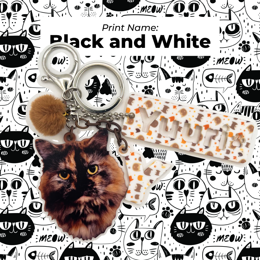 Acrylic Pet Bag Charm: Cat Pompom Set
