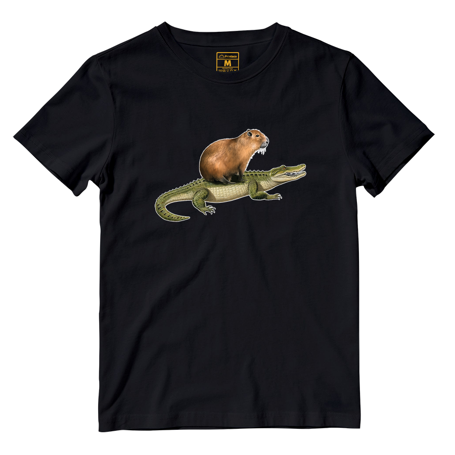 Cotton Shirt: Capybara Crocodile