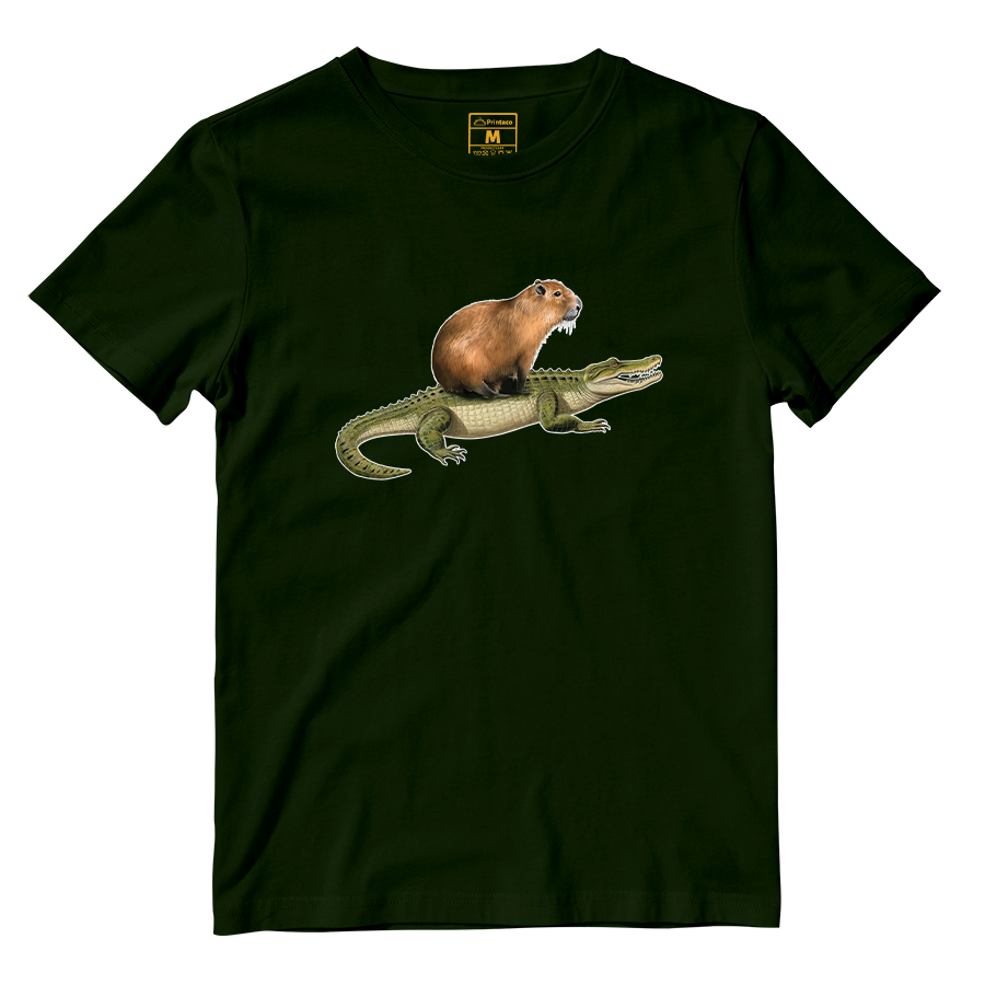 Cotton Shirt: Capybara Crocodile
