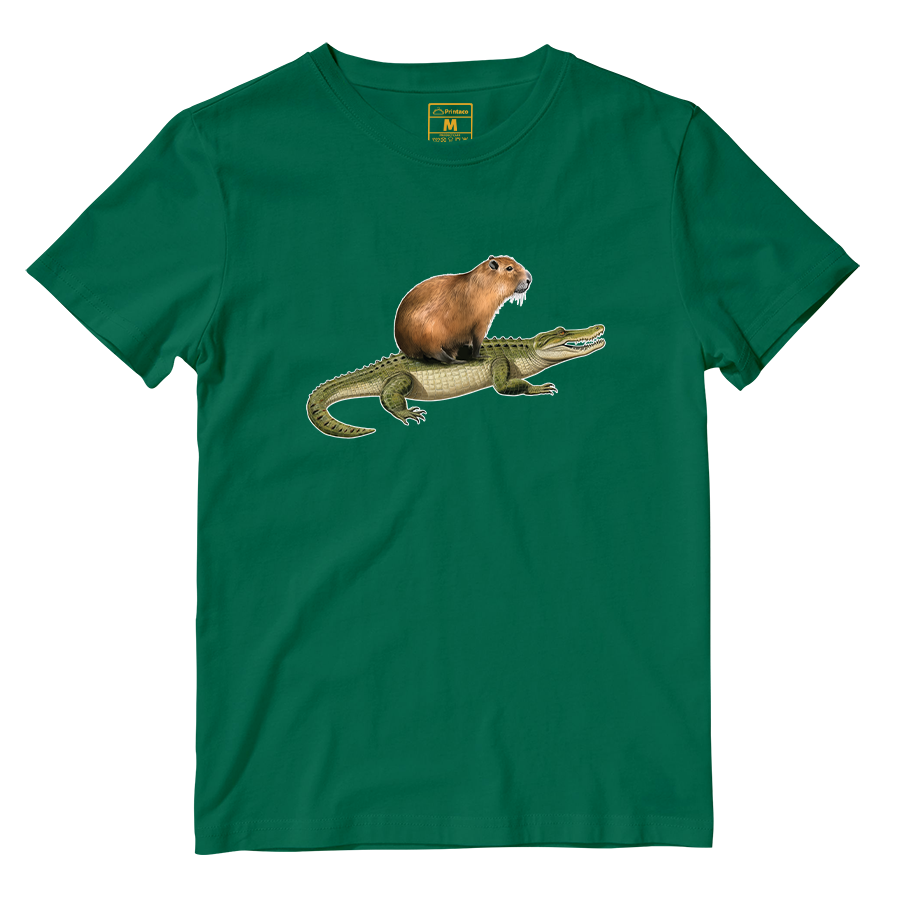 Cotton Shirt: Capybara Crocodile