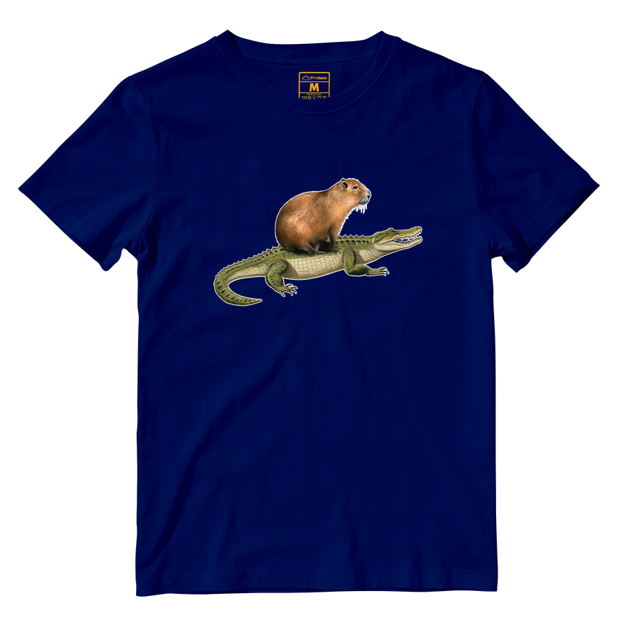 Cotton Shirt: Capybara Crocodile