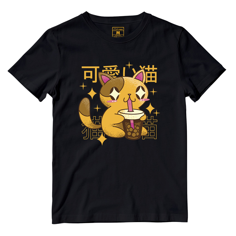 Cotton Shirt: Cat Bubble Tea