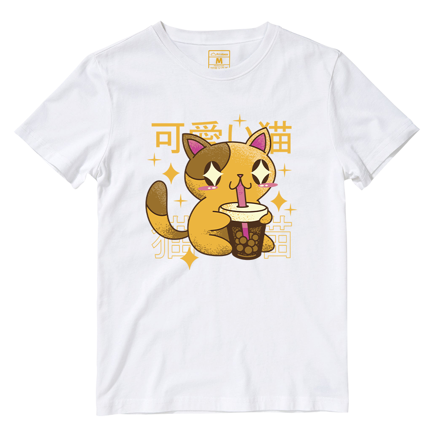 Cotton Shirt: Cat Bubble Tea
