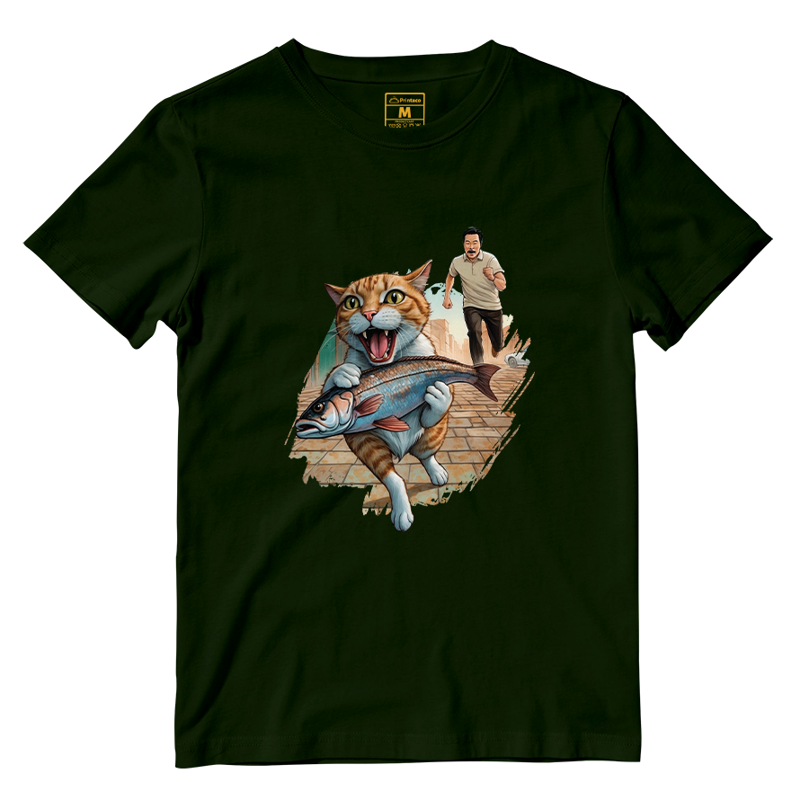 Cotton Shirt: Cat Escape