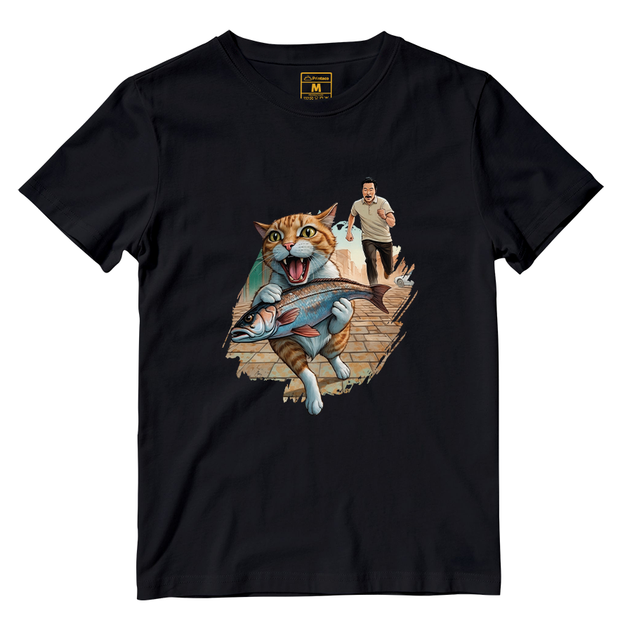 Cotton Shirt: Cat Escape