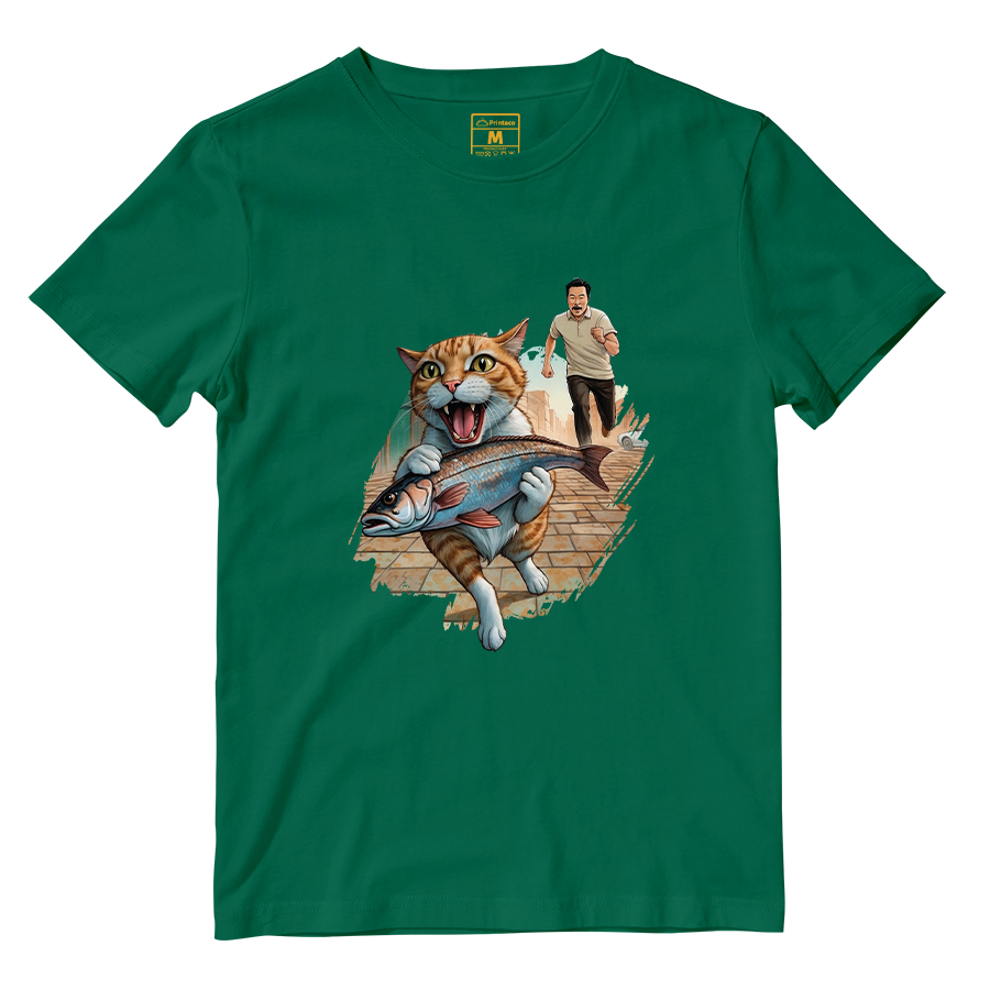 Cotton Shirt: Cat Escape
