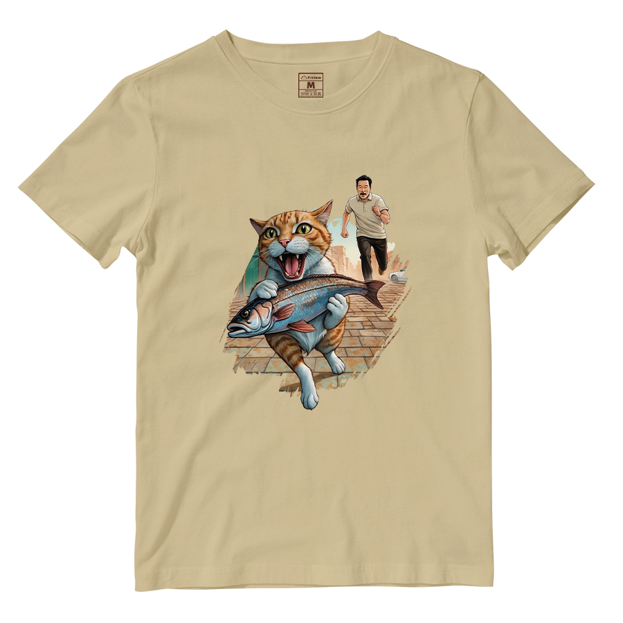 Cotton Shirt: Cat Escape