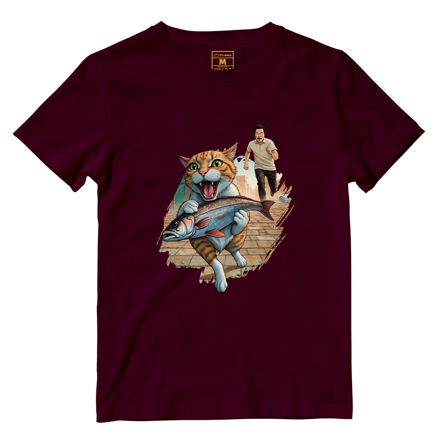 Cotton Shirt: Cat Escape