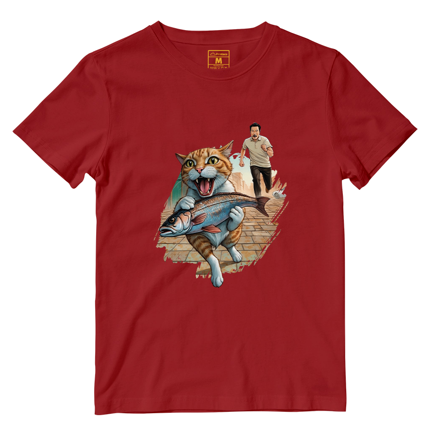 Cotton Shirt: Cat Escape