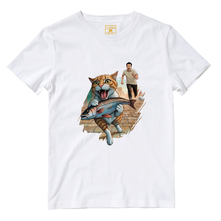 Cotton Shirt: Cat Escape