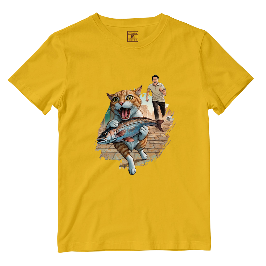 Cotton Shirt: Cat Escape