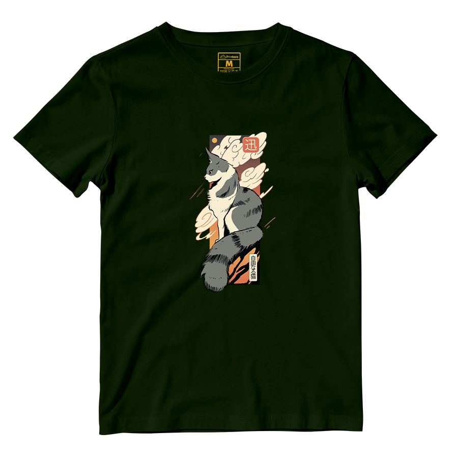 Cotton Shirt: Cat Sunset Japan