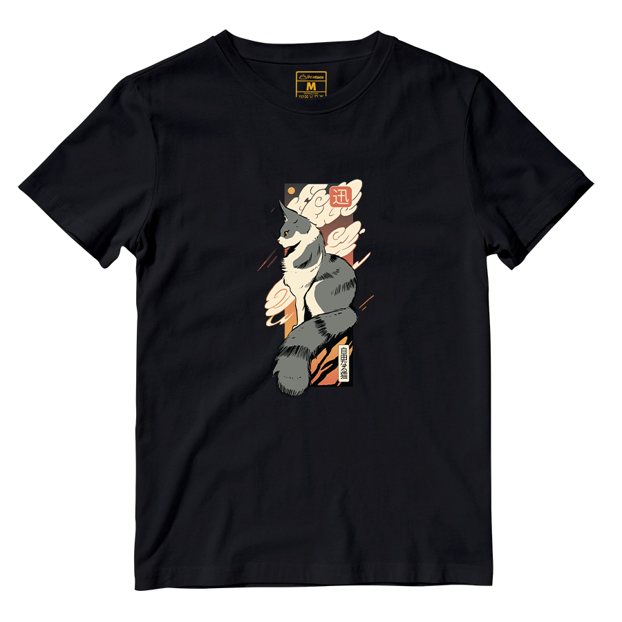 Cotton Shirt: Cat Sunset Japan
