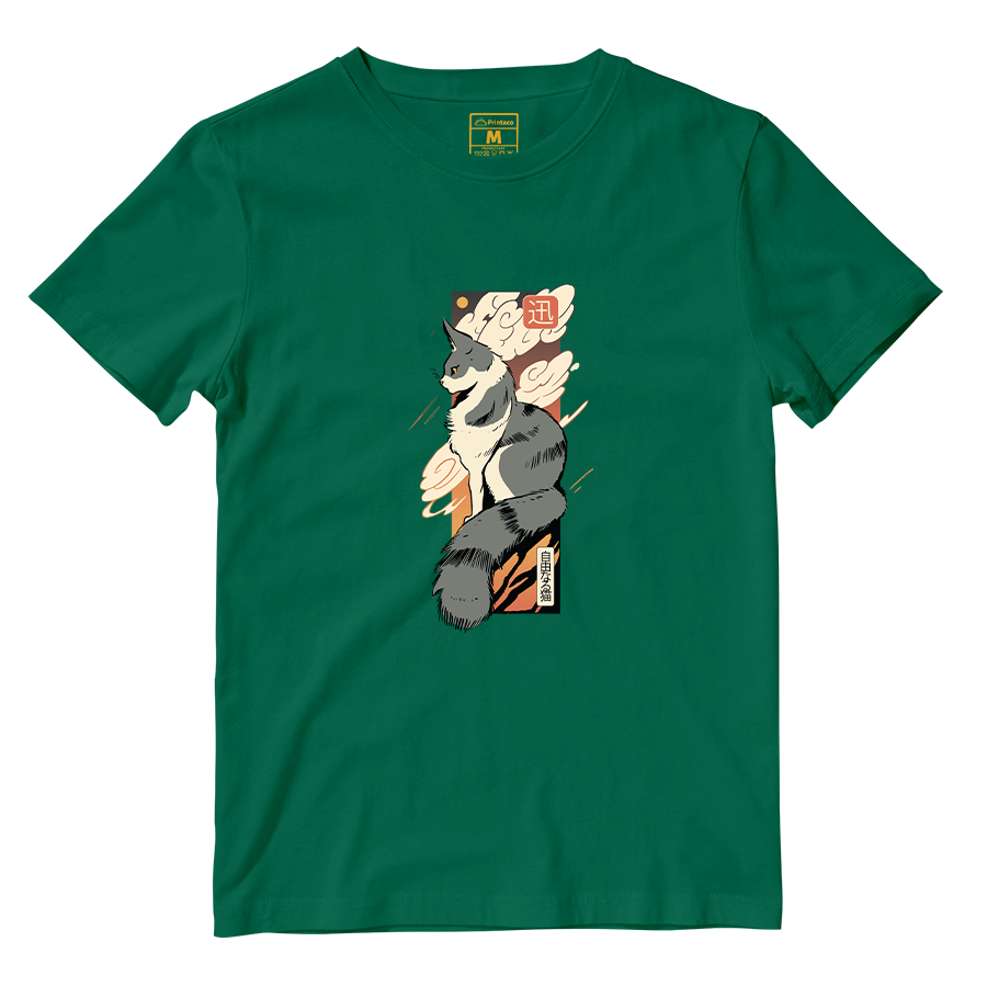 Cotton Shirt: Cat Sunset Japan