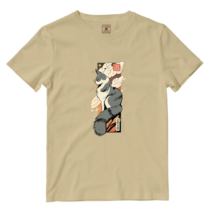 Cotton Shirt: Cat Sunset Japan