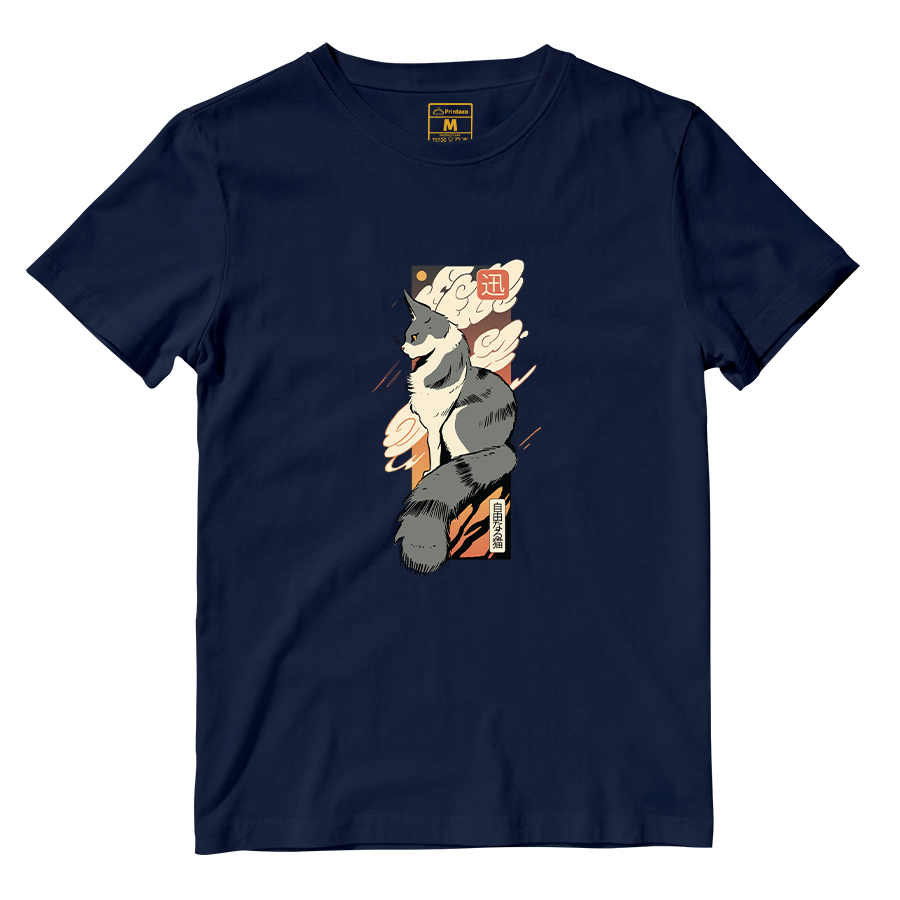 Cotton Shirt: Cat Sunset Japan