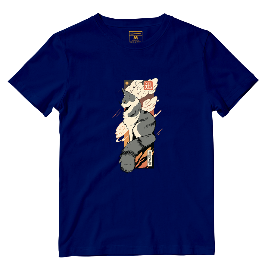 Cotton Shirt: Cat Sunset Japan
