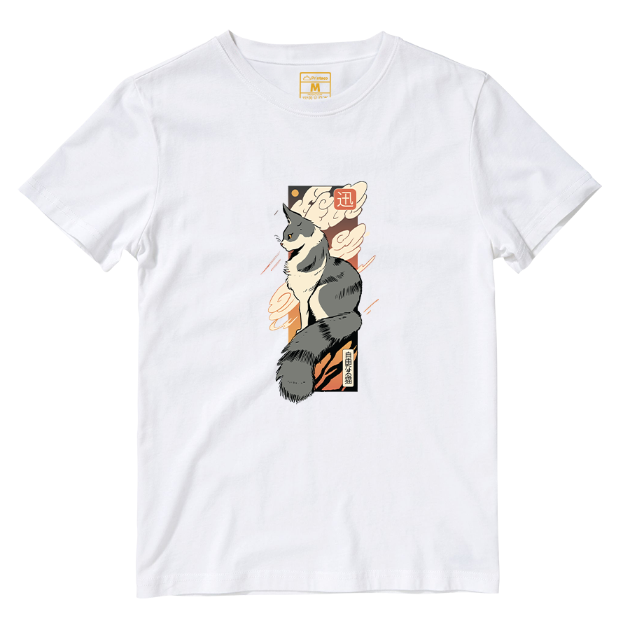 Cotton Shirt: Cat Sunset Japan