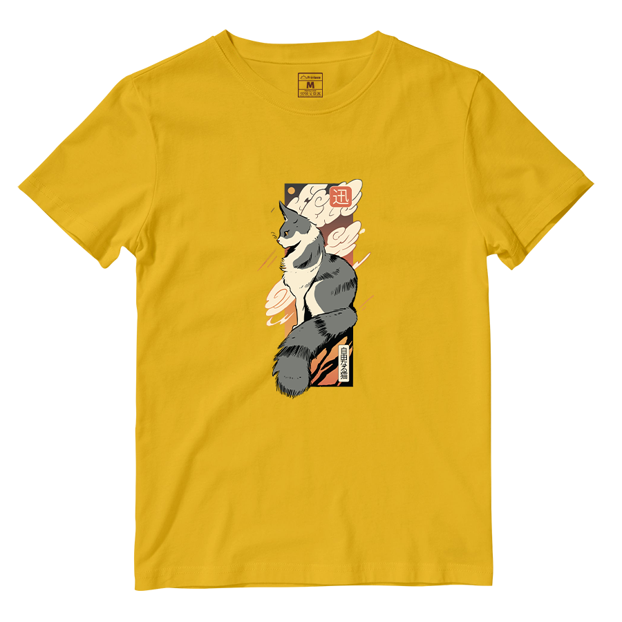 Cotton Shirt: Cat Sunset Japan