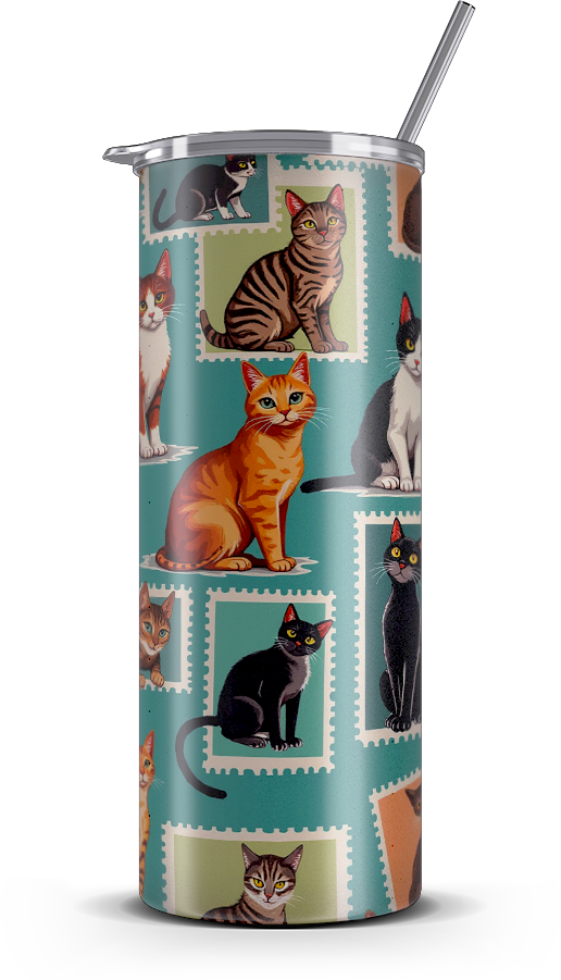 20oz. Slim Tumbler: Cat Post Sticker