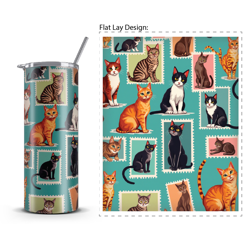 20oz. Slim Tumbler: Cat Post Sticker