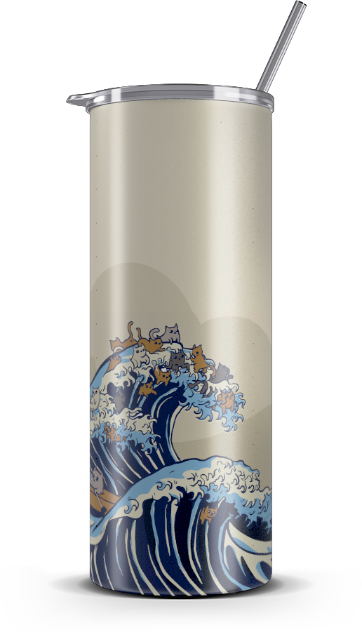 20oz. Slim Tumbler: The Cat Wave