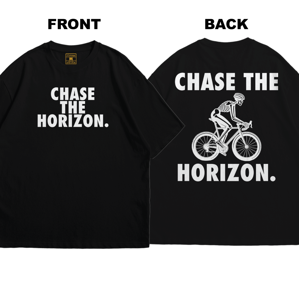 Oversized Premium Cotton Shirt: Chase The Horizon (Front and Back)