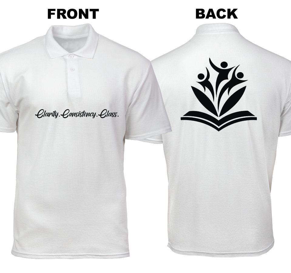 Cotton Polo Shirt: Clarity Consistency Class (Front and Back)