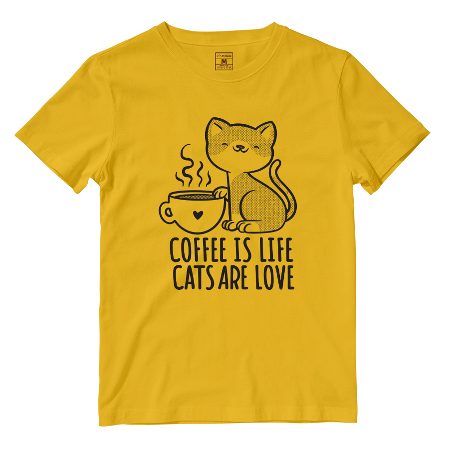 Cotton Shirt: Coffee Cat