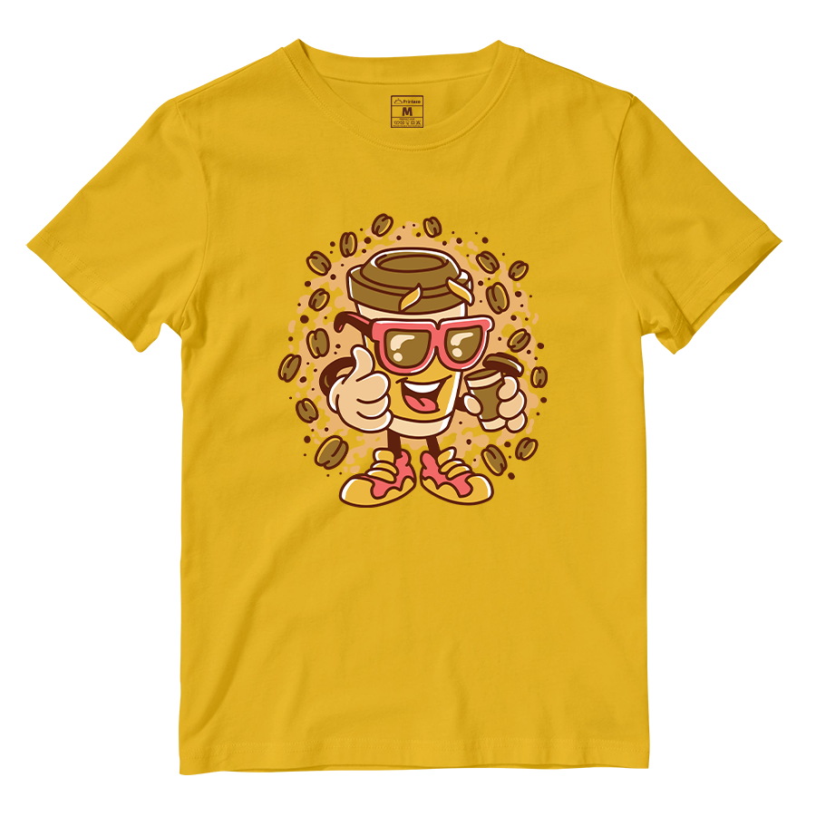 Cotton Shirt: Coffee mug that drinks coffee