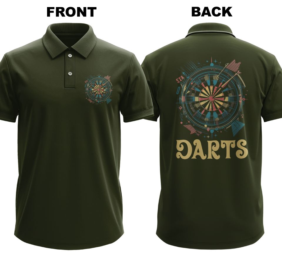 Drifit Polo Shirt: Colorful Darts (Front & Back)