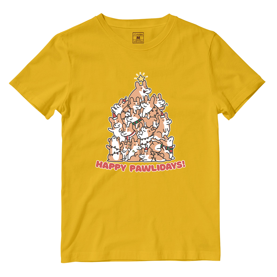Cotton Shirt: Corgies Christmas Tree