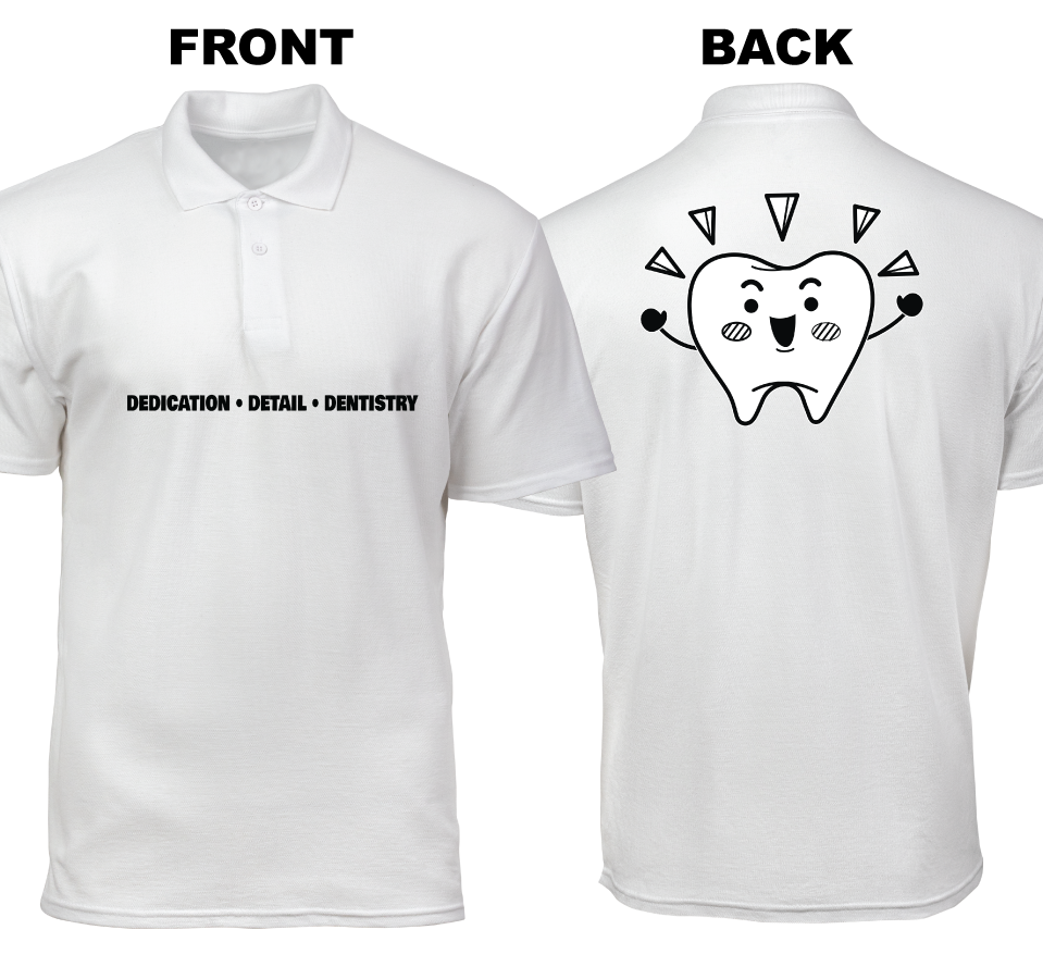 Cotton Polo Shirt: Dedication Detail Dentistry (Front and Back)