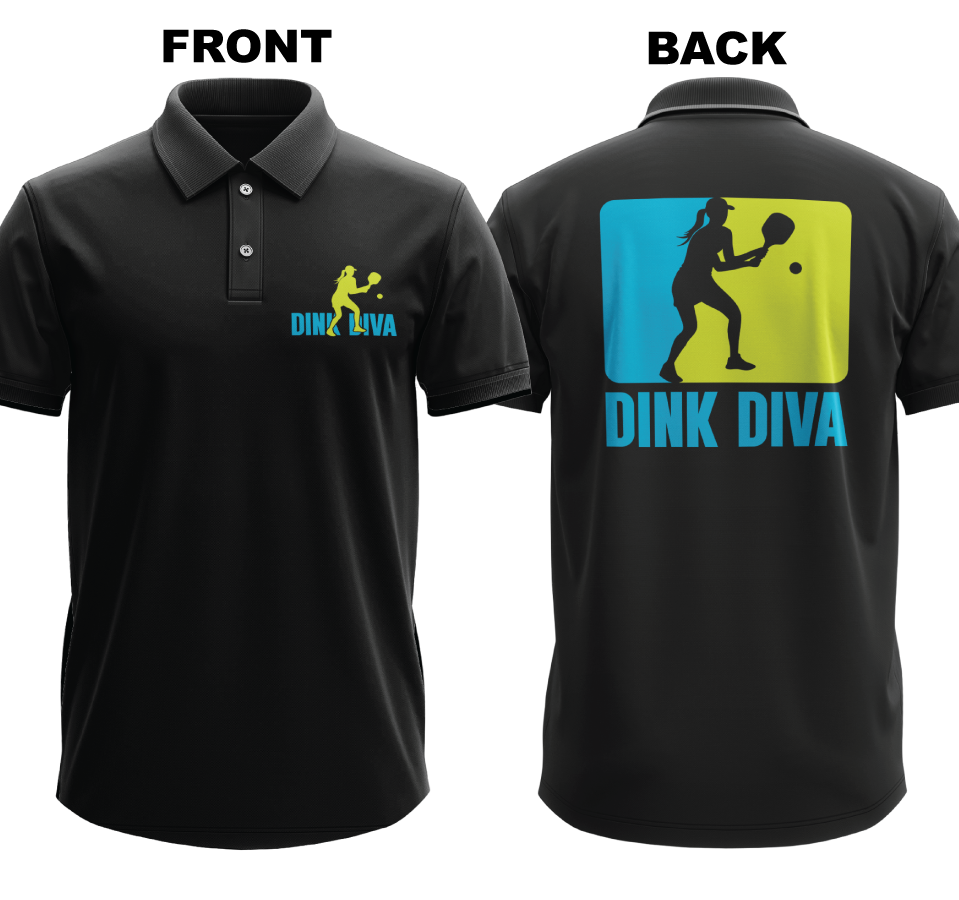 Drifit Polo Shirt: Dink Diva (Front & Back)