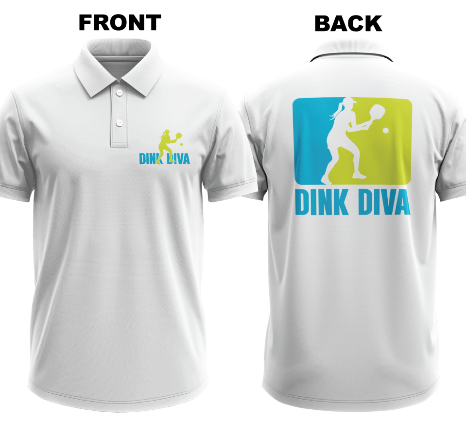 Drifit Polo Shirt: Dink Diva (Front & Back)