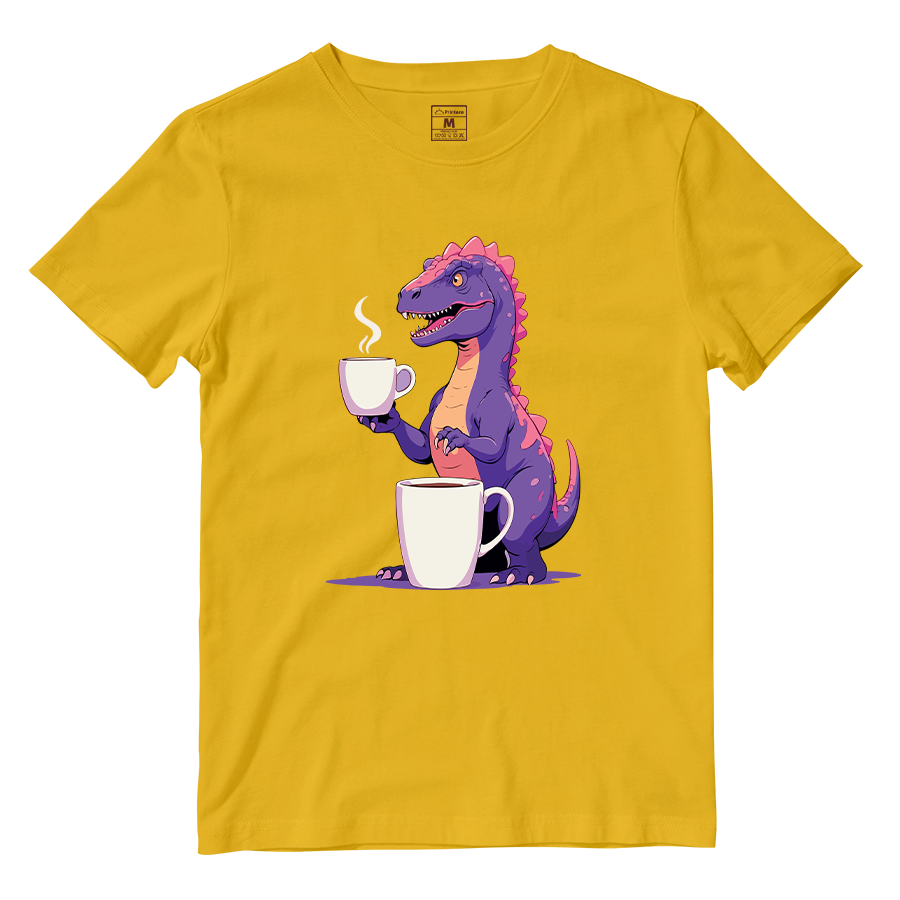 Cotton Shirt: Dinosaur Coffee