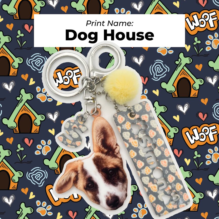 Acrylic Pet Bag Charm: Dog Pompom Set