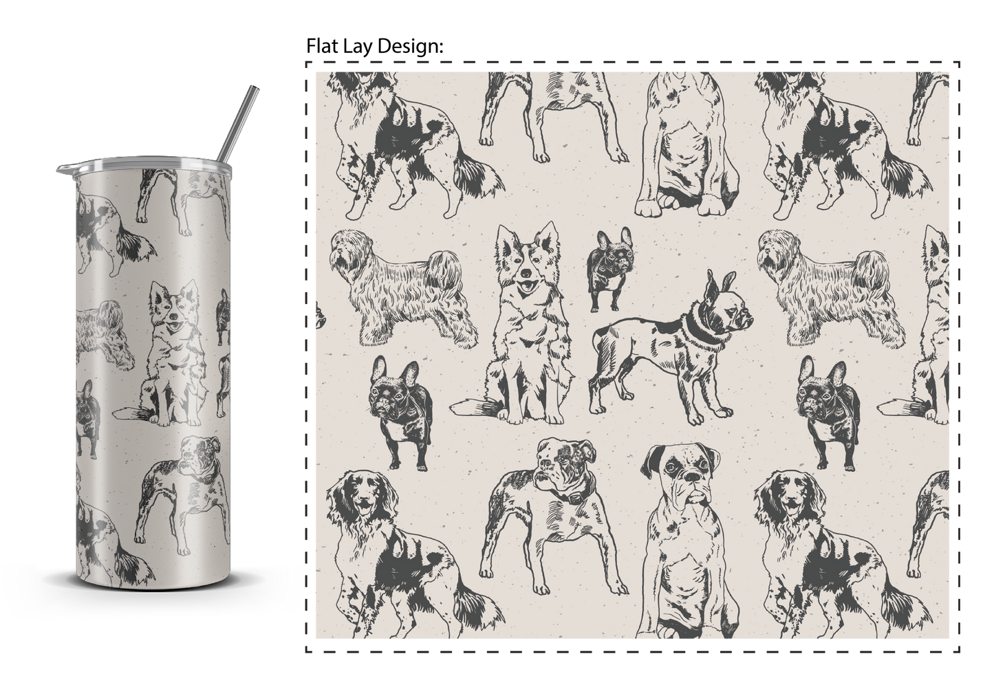 20oz. Slim Tumbler: Dog Sketch