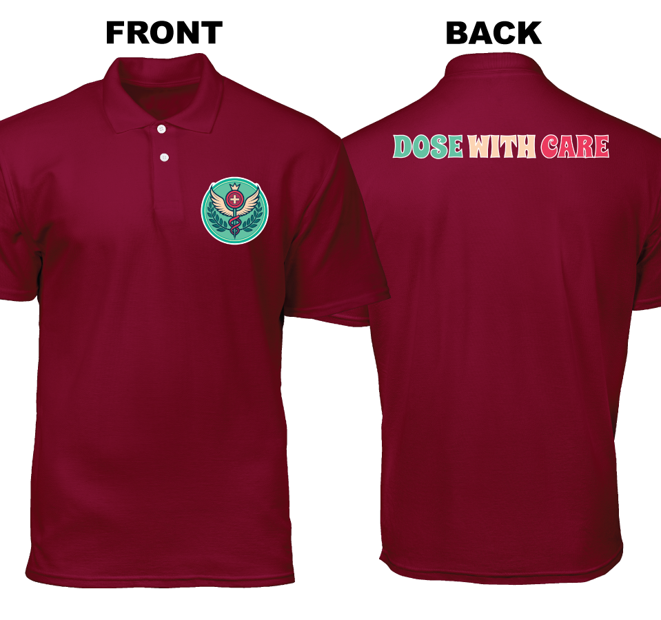Cotton Polo Shirt: Dose with Care (Front and Back)
