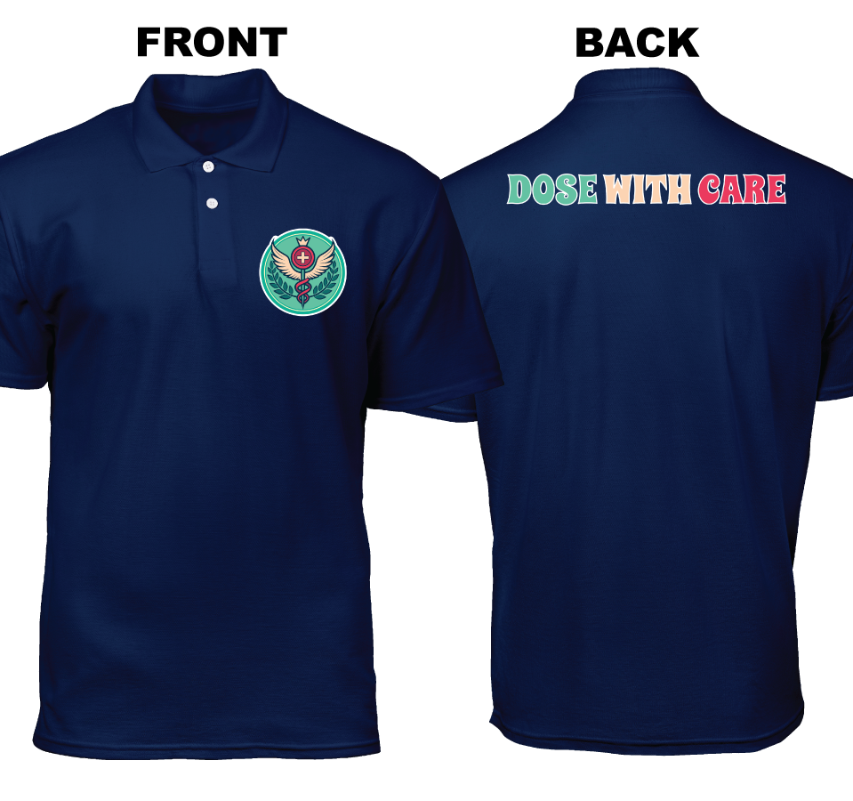 Cotton Polo Shirt: Dose with Care (Front and Back)