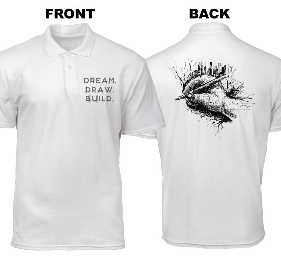 Cotton Polo Shirt: Dream Draw Build (Front and Back)