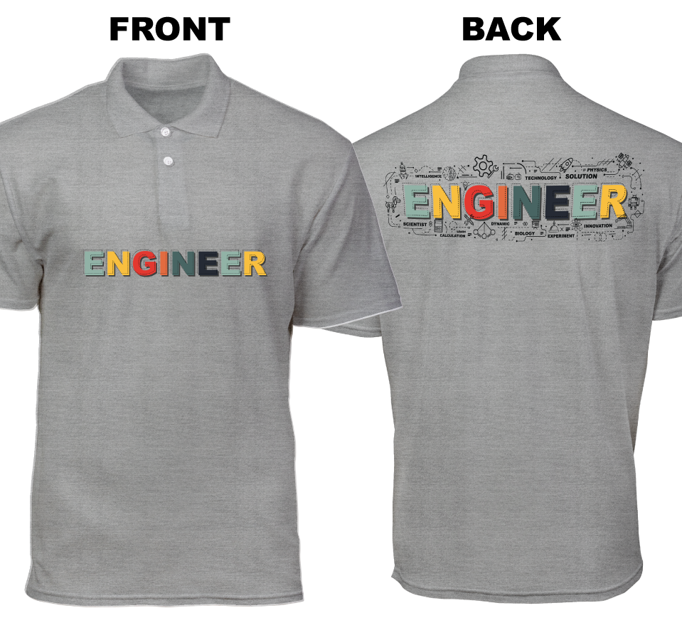 Cotton Polo Shirt: Engineer Colorful (Front and Back)