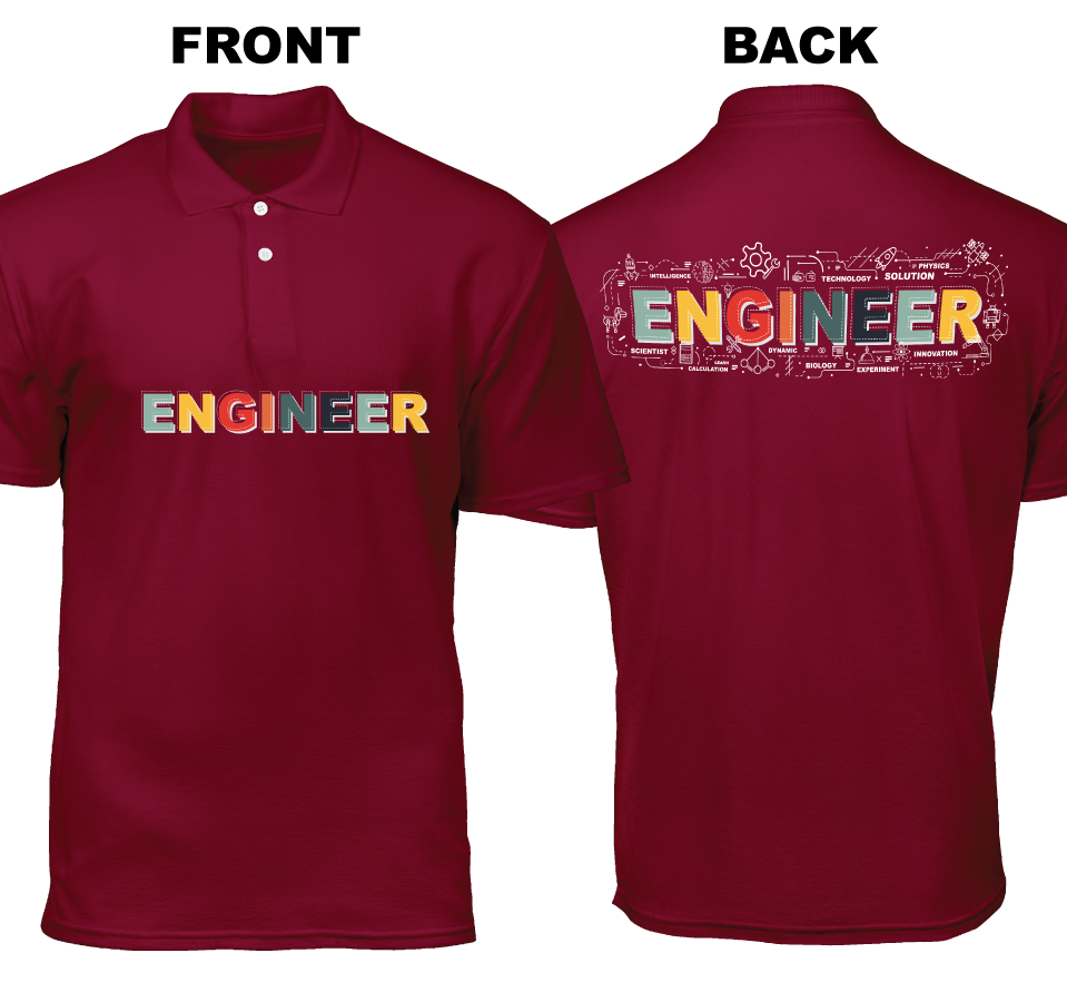 Cotton Polo Shirt: Engineer Colorful (Front and Back)
