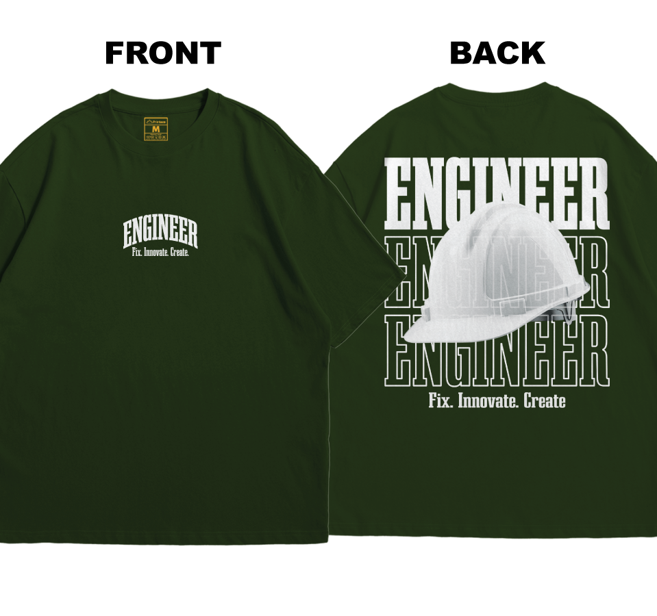 Premium Oversized Cotton Shirt: Engineer Streetwear (Front and Back)